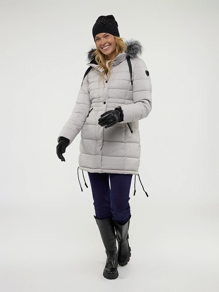 Semi-fitted mid-thigh coat