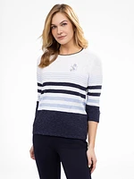 3/4 sleeve semi-fitted sweater