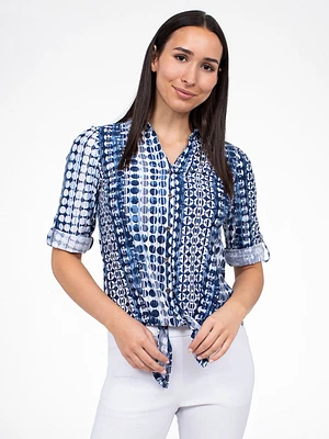 Blouse semi-ajustée à manches 3/4 avec boutons
