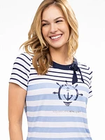 Short-sleeve semi-fitted tunic