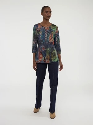 3/4-sleeve semi-fitted t-shirt