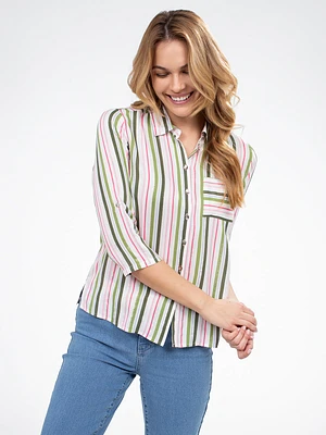 Blouse semi-ajustée à manches 3/4 avec boutons