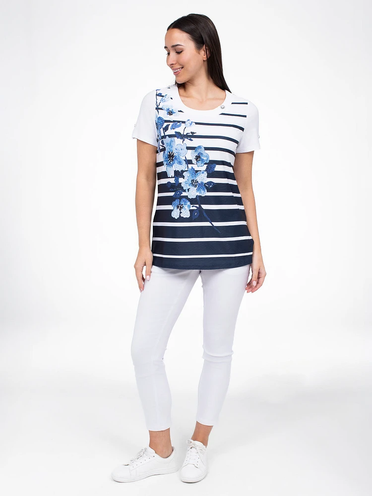 Short-sleeve semi-fitted tunic