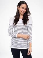 3/4-sleeve semi-fitted pullover sweater