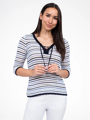 3/4-sleeve loose pullover sweater