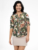 Semi-fitted blouse with 3/4 sleeves and buttons