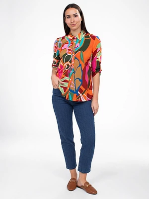Blouse semi-ajustée à manches 3/4 avec boutons