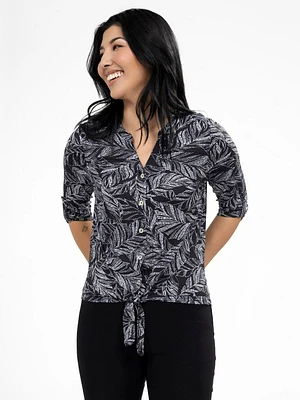 Blouse semi-ajustée à manches 3/4 avec boutons