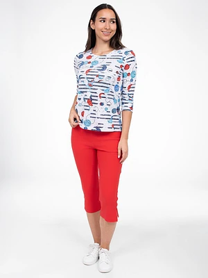 3/4-sleeve semi-fitted t-shirt
