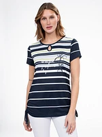 Short-sleeve semi-fitted tunic