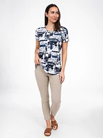 Short-sleeve semi-fitted tunic