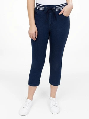 Capri semi-ajusté à enfiler en denim