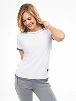 Short sleeve semi-fitted fooler top