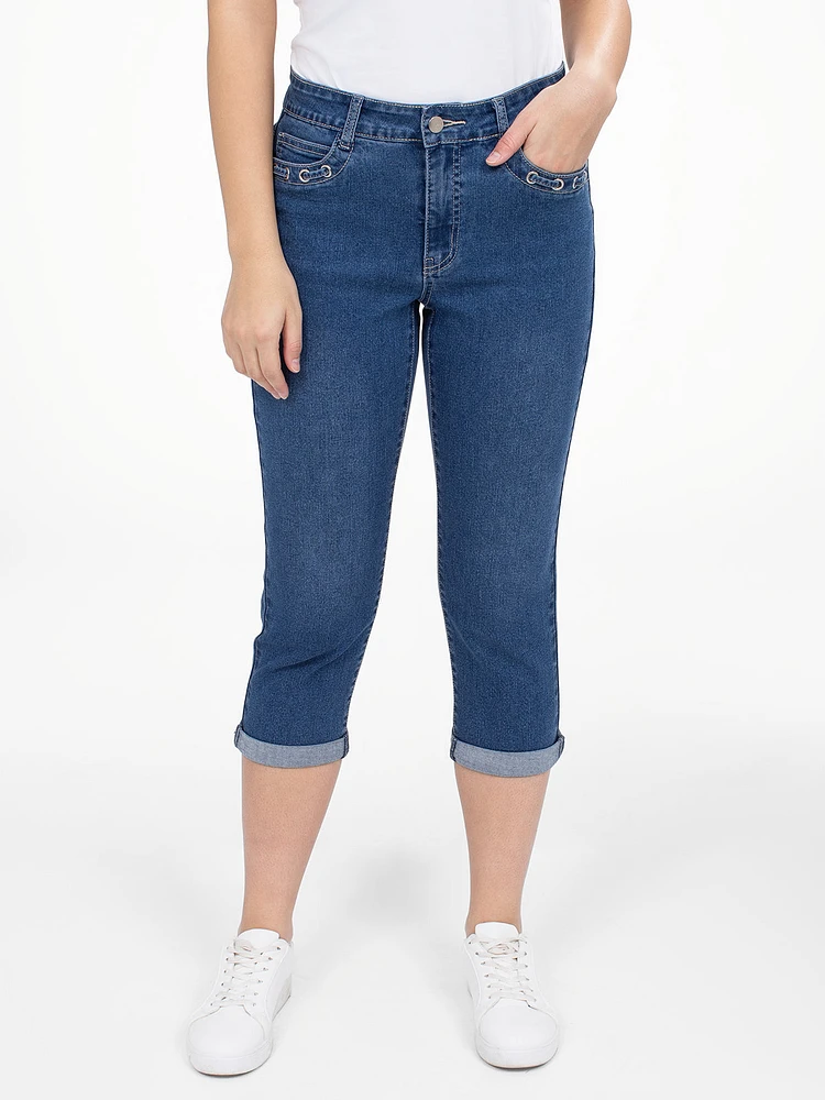 Capri droit semi-ajusté en denim