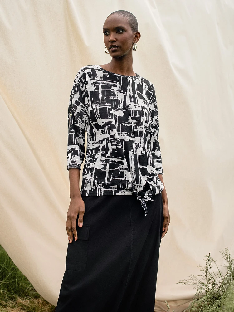 3/4-sleeve loose t-shirt
