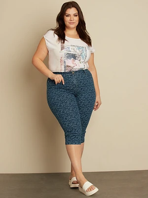 Capri droit semi-ajusté en denim à enfiler