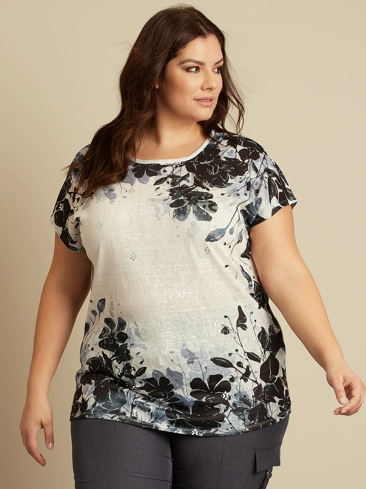 Short-sleeve semi-fitted tunic