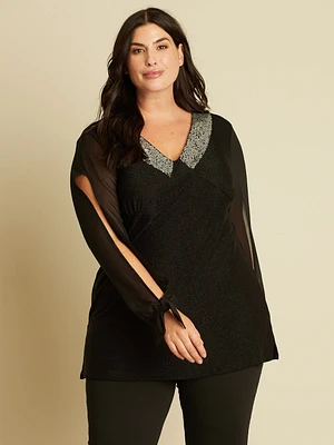 Tunique en tricot semi-ajustée à manches longues