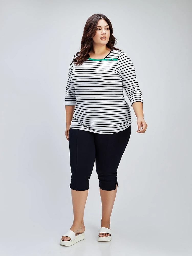 3/4-sleeve semi-fitted t-shirt