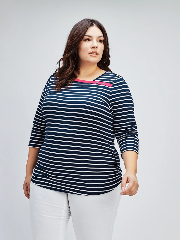 3/4-sleeve semi-fitted t-shirt