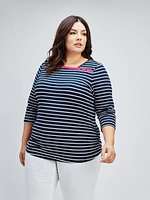 3/4-sleeve semi-fitted t-shirt