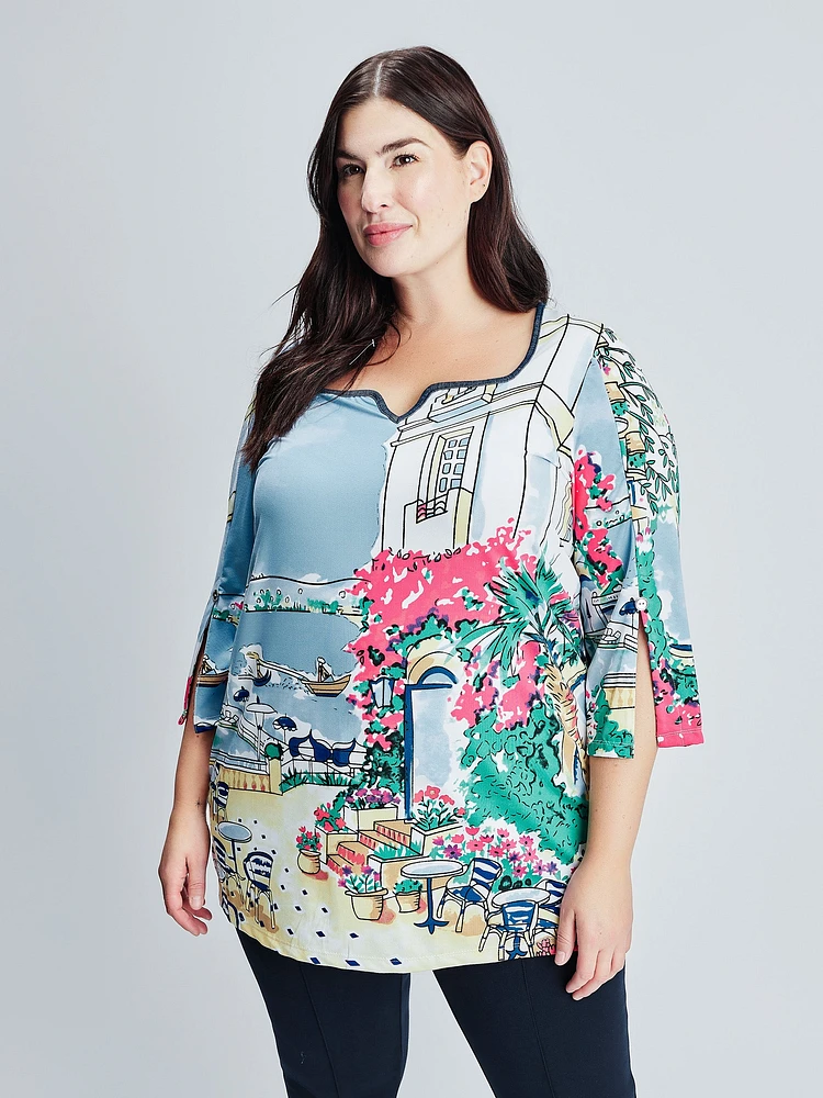 3/4-sleeve semi-fitted tunic