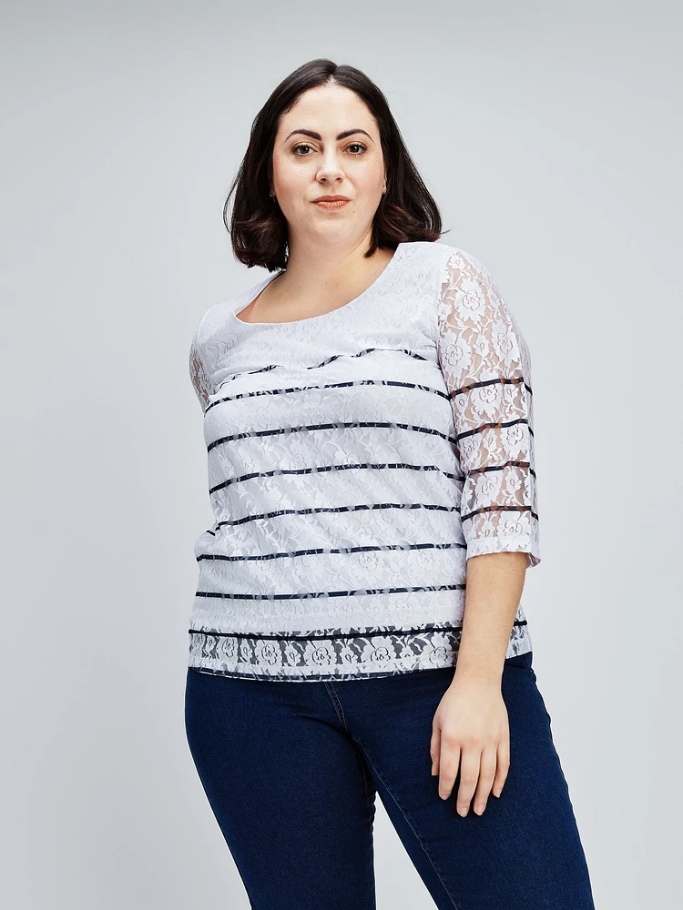 3/4-sleeve semi-fitted t-shirt