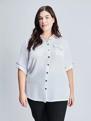 Blouse semi-ajustée à manches 3/4 avec boutons