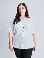 Blouse semi-ajustée à manches 3/4 avec boutons