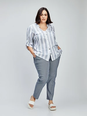 Blouse semi-ajustée à manches 3/4 avec boutons