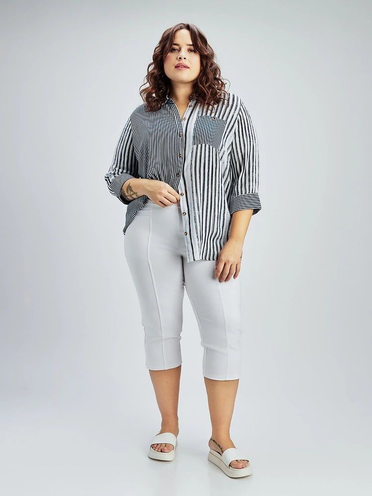 Skinny fitted knit pull-on capri