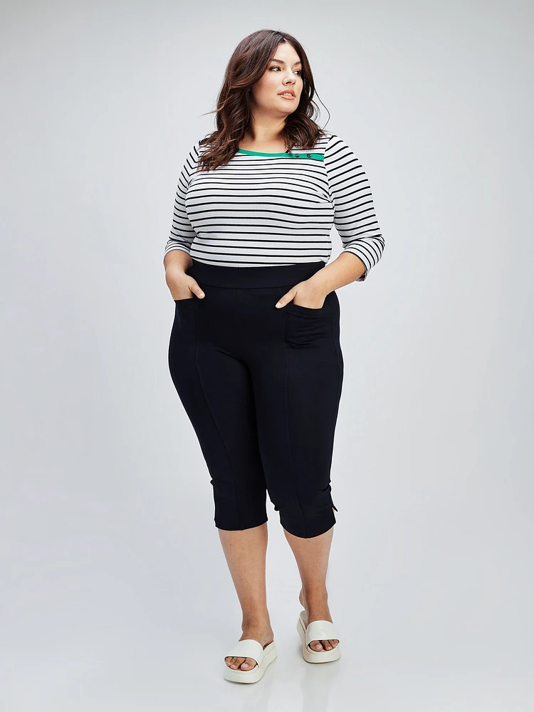Skinny fitted knit pull-on capri