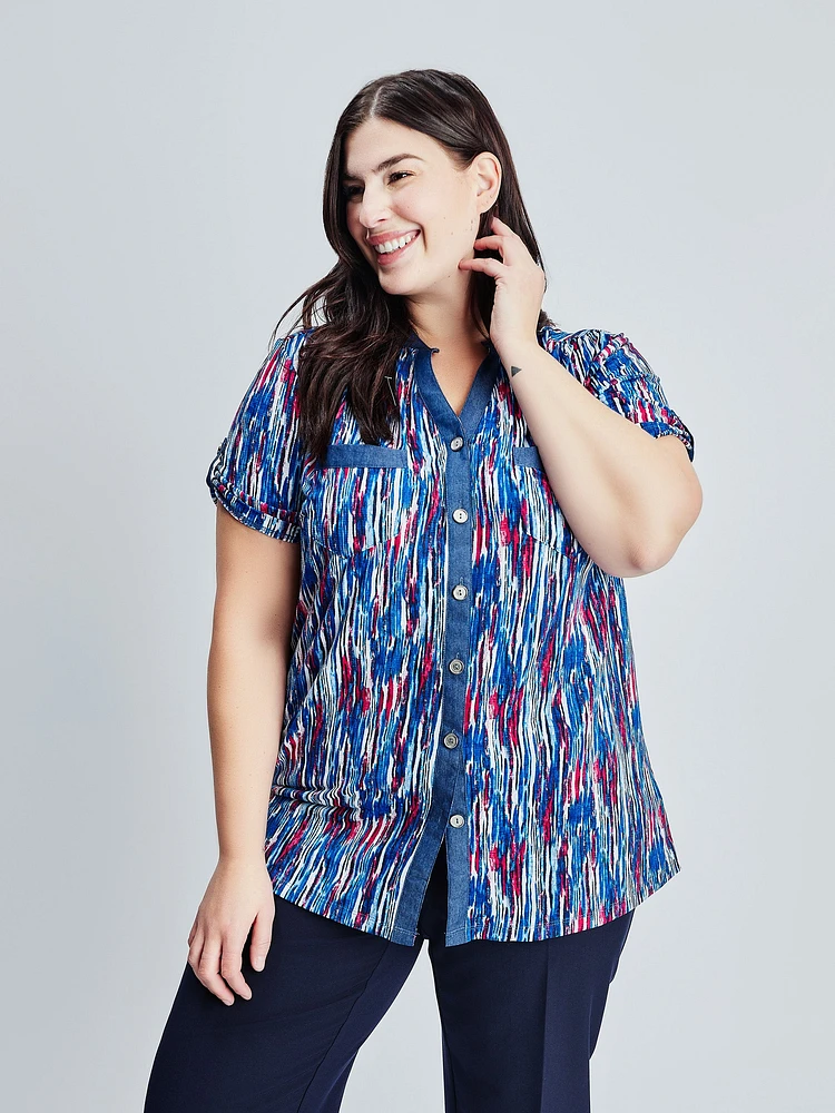 Blouse à manches courtes avec boutons