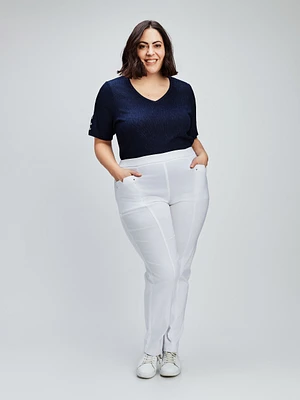 Pantalon droit semi-ajusté à enfiler - Petite