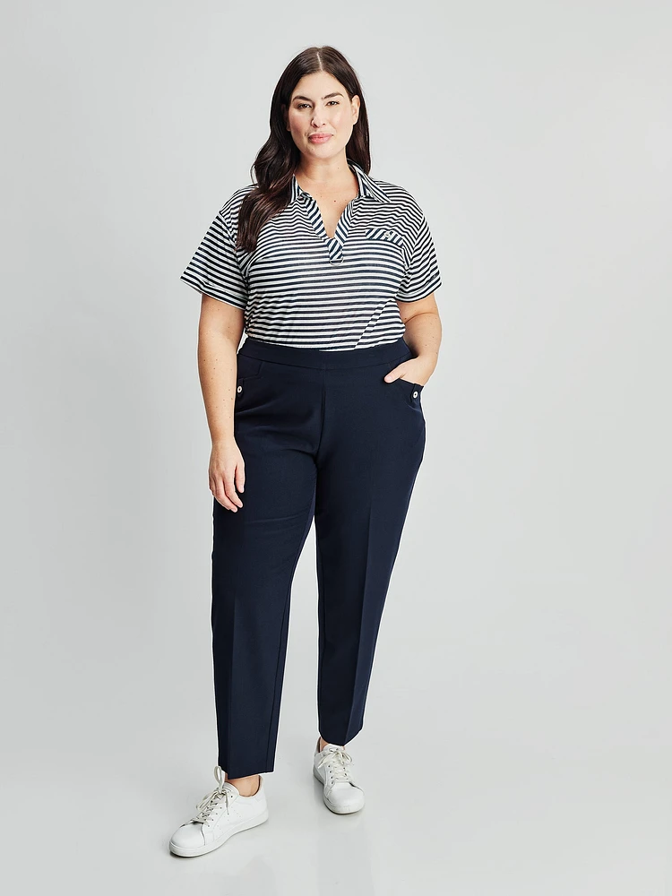Straight semi-fitted pull-on dress pant - Petite