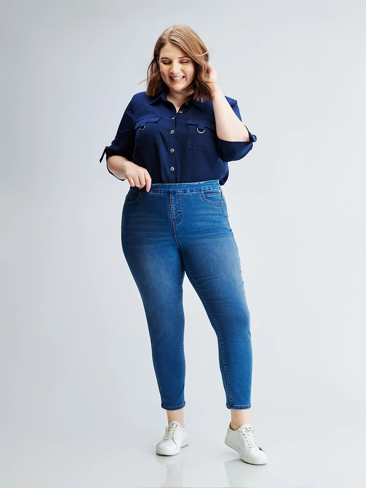 Jean skinny ajusté à enfiler