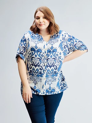 Blouse semi-ajustée à manches 3/4
