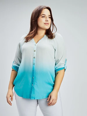 Blouse semi-ajustée à manches 3/4 avec boutons