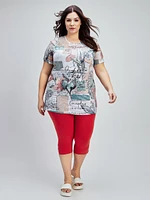 Short-sleeve semi-fitted tunic