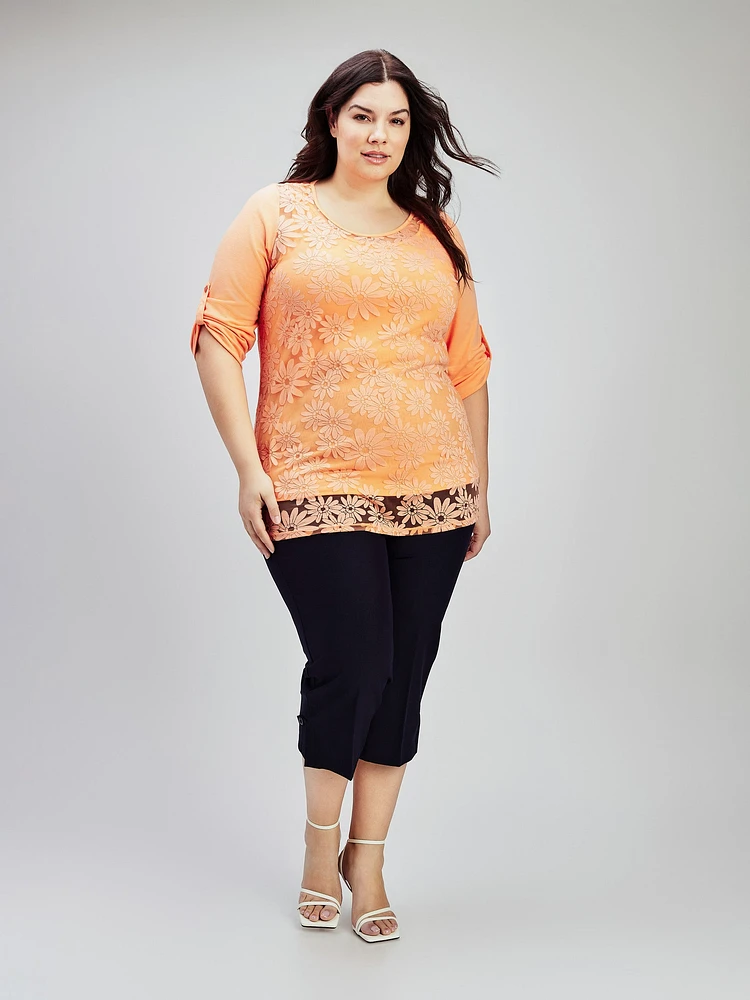 3/4-sleeve semi-fitted tunic
