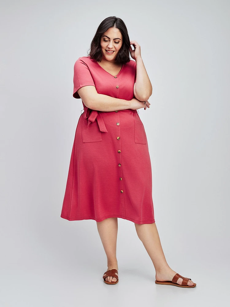Flared midi knit dress