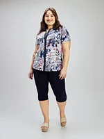 Blouse semi-ajustée à manches courtes avec boutons