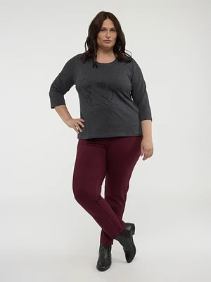 Long-sleeve semi-fitted t-shirt