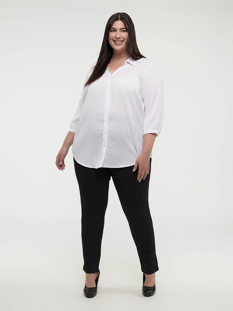 Blouse semi-ajustée à manches 3/4 avec boutons