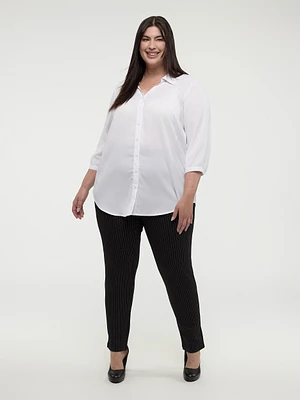 Blouse semi-ajustée à manches 3/4 avec boutons