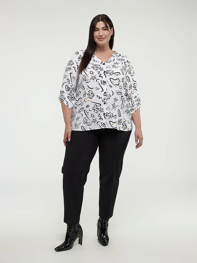 Straight semi-fitted pull-on dress pant - Petite