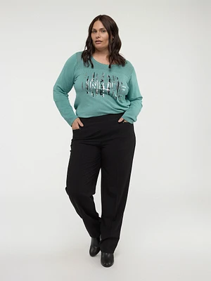 Straight semi-fitted pull-on dress pant