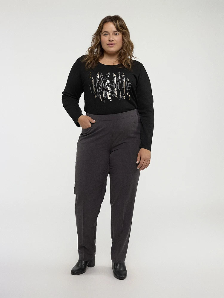 Pantalon habillé droit semi-ajusté à enfiler
