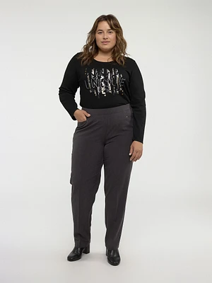 Pantalon habillé droit semi-ajusté à enfiler