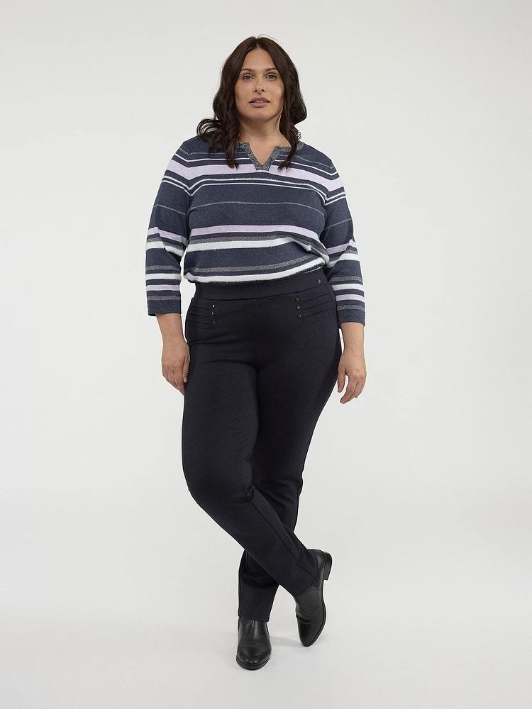 Pantalon droit ajusté en tricot à enfiler
